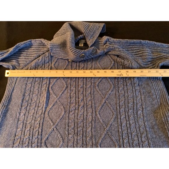 Cozy Croft & Barrow Size 1X Knit Sweater with Button Collar Cable Pattern Blue - Picture 6 of 12